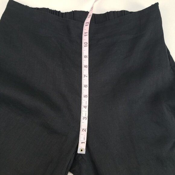 Talbots 100% Linen Wide Leg Pant Womens Large Black Lightweight Side Zip Trouser - Picture 11 of 12